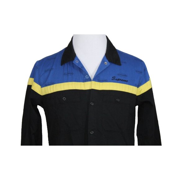 SUPREME COLOR BLOCKED WORK SHIRT BLUE BLACK SMALL - Picture 5 of 7